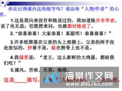 描写令人难忘的细节高一作文600字